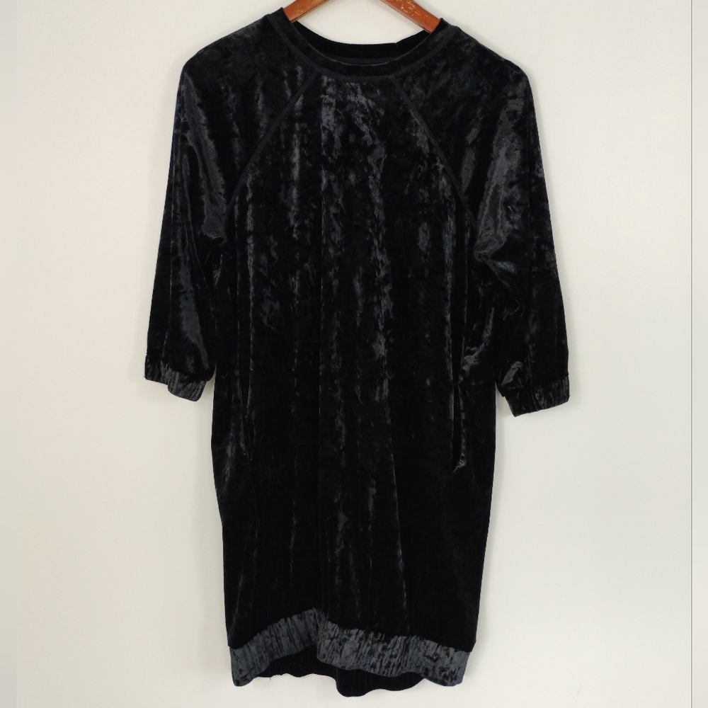 AYRTIGHT Black Crushed Velvet Raglan Tunic Dress XS Made in Canada